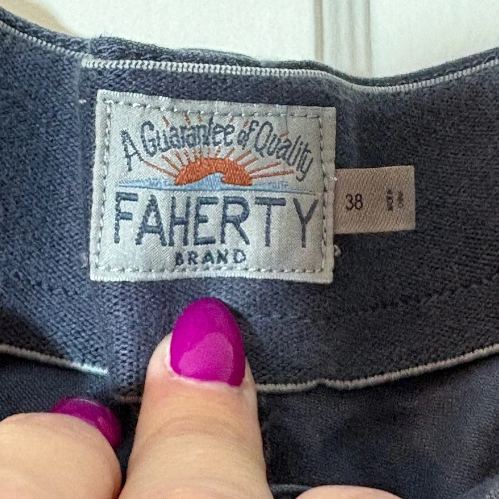 Faherty Tradewinds Linen Blend Short, Blue Abyss- 38